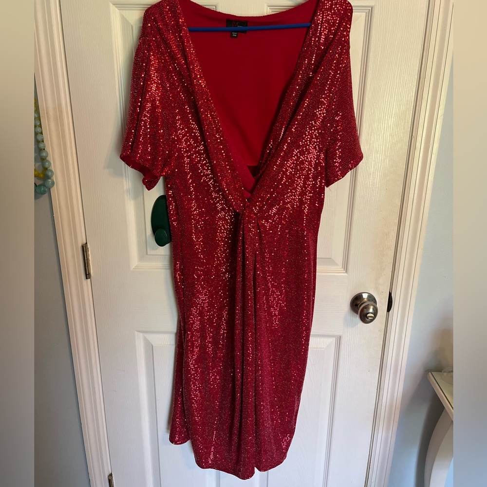Red Sparkle Semi Formal Sequin Dress